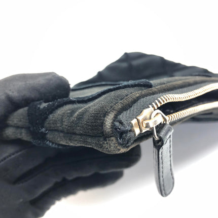 Chanel Black Velvet Pouch Diamond Stitching Leather Interior Gold Logo