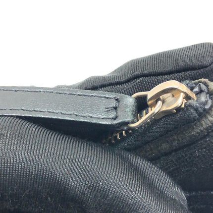 Chanel Black Velvet Pouch Diamond Stitching Leather Interior Gold Logo