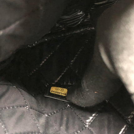 Chanel Black Velvet Pouch Diamond Stitching Leather Interior Gold Logo