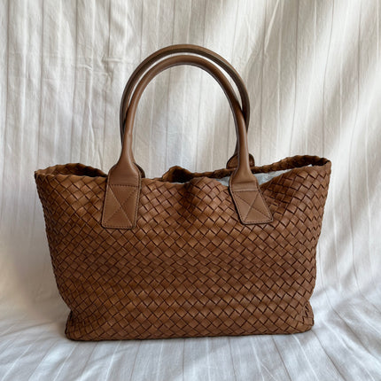 Bottega Veneta Cabat PM Intreccio Leather Tote Bag Chocolate Brown 32cm
