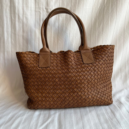 Bottega Veneta Cabat PM Intreccio Leather Tote Bag Chocolate Brown 32cm