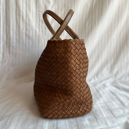 Bottega Veneta Cabat PM Intreccio Leather Tote Bag Chocolate Brown 32cm
