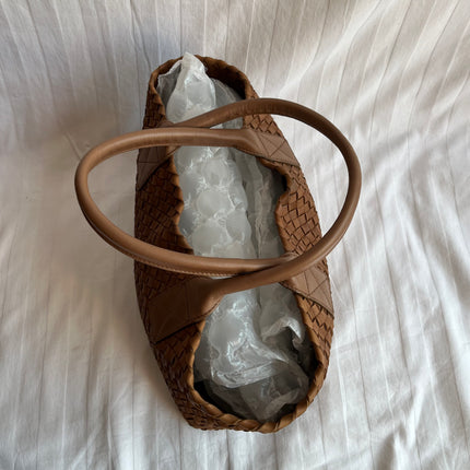 Bottega Veneta Cabat PM Intreccio Leather Tote Bag Chocolate Brown 32cm