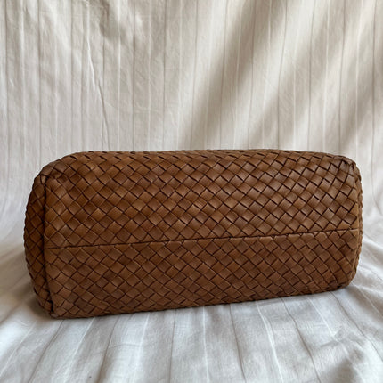 Bottega Veneta Cabat PM Intreccio Leather Tote Bag Chocolate Brown 32cm