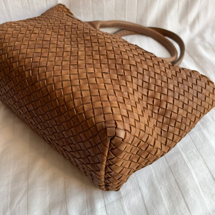 Bottega Veneta Cabat PM Intreccio Leather Tote Bag Chocolate Brown 32cm