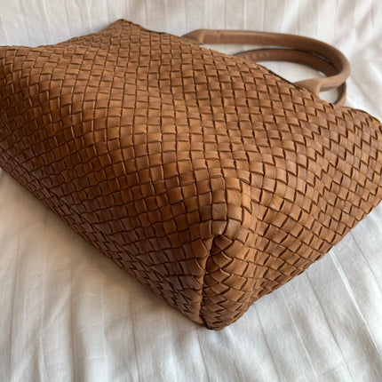 Bottega Veneta Cabat PM Intreccio Leather Tote Bag Chocolate Brown 32cm