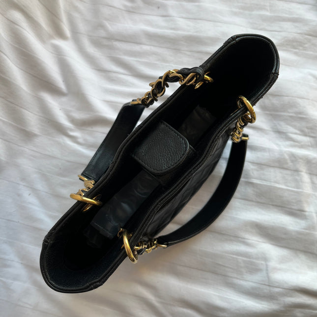 Chanel PST Petite Shopping Tote Black Caviar Leather Gold Hardware 2012