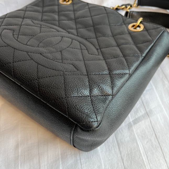Chanel PST Petite Shopping Tote Black Caviar Leather Gold Hardware 2012