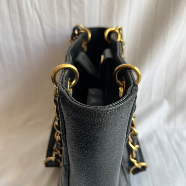 Chanel PST Petite Shopping Tote Black Caviar Leather Gold Hardware 2012