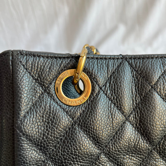 Chanel PST Petite Shopping Tote Black Caviar Leather Gold Hardware 2012