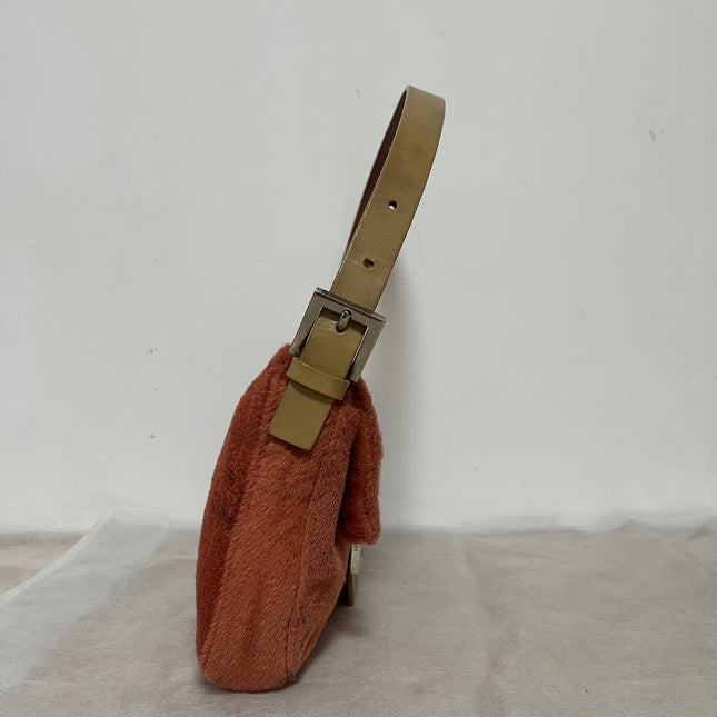 Fendi Baguette Vintage Pony Hair Coral Pink Animal Print