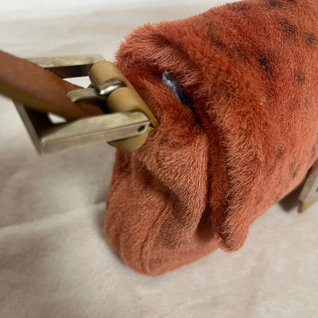 Fendi Baguette Vintage Pony Hair Coral Pink Animal Print