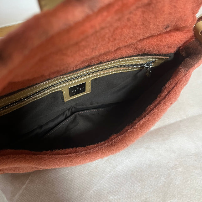 Fendi Baguette Vintage Pony Hair Coral Pink Animal Print