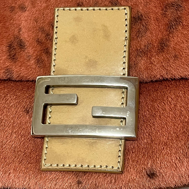 Fendi Baguette Vintage Pony Hair Coral Pink Animal Print