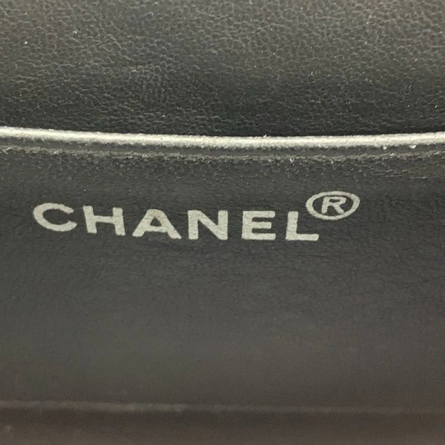 Chanel Vanity Case Vintage Black Patent Leather Silver Clasp Hardware