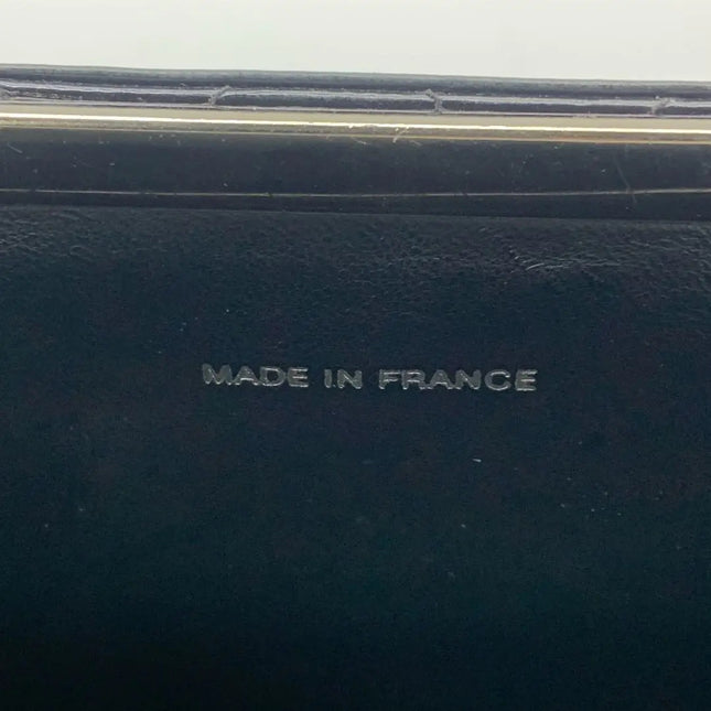 Chanel Vanity Case Vintage Black Patent Leather Silver Clasp Hardware