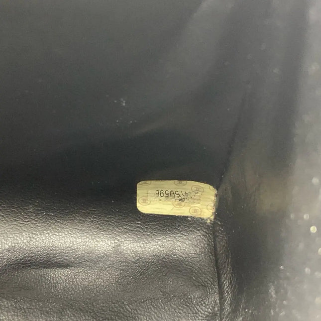 Chanel Vanity Case Vintage Black Patent Leather Silver Clasp Hardware