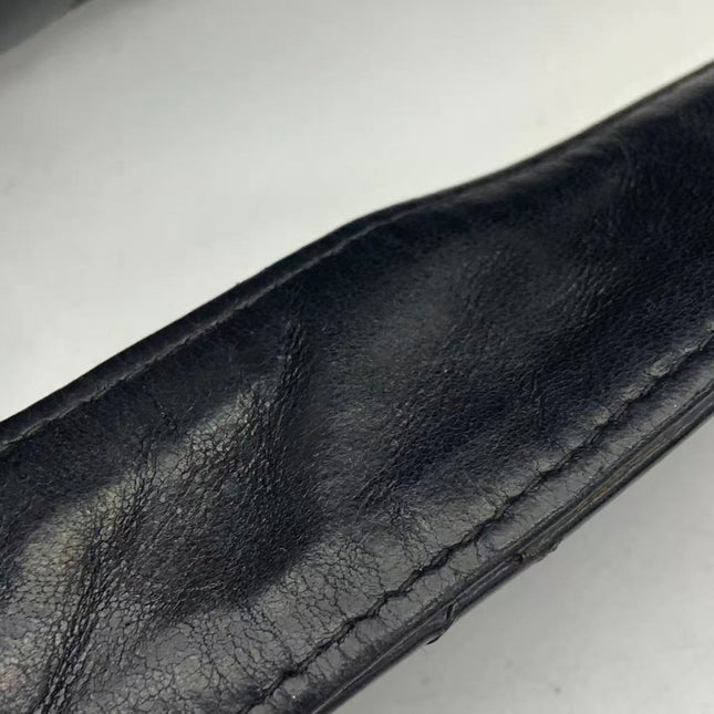 Chanel Vanity Case Vintage Black Patent Leather Silver Clasp Hardware