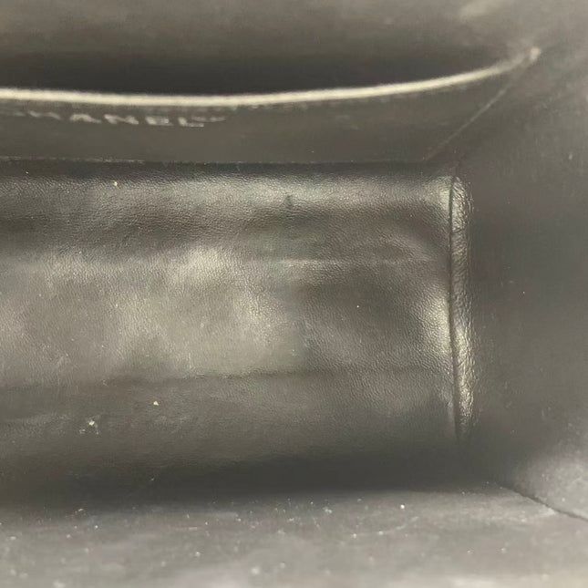 Chanel Vanity Case Vintage Black Patent Leather Silver Clasp Hardware