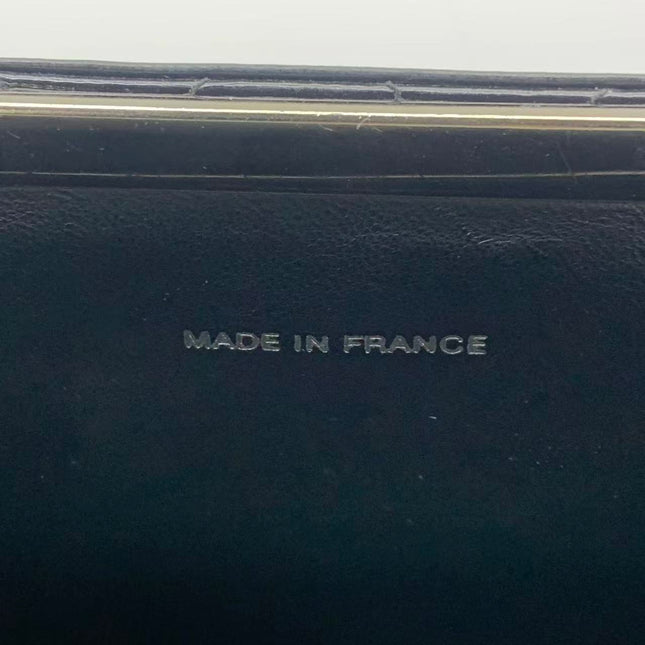 Chanel Vanity Case Vintage Black Patent Leather Silver Clasp Hardware