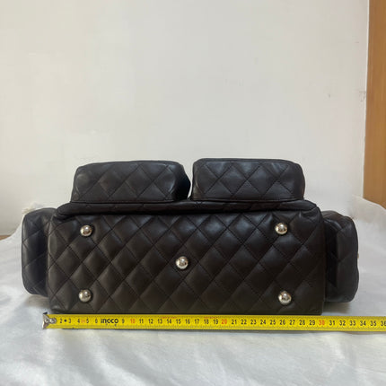 Chanel Cambon Large Dark Brown Calfskin Leather Double Strap Handbag