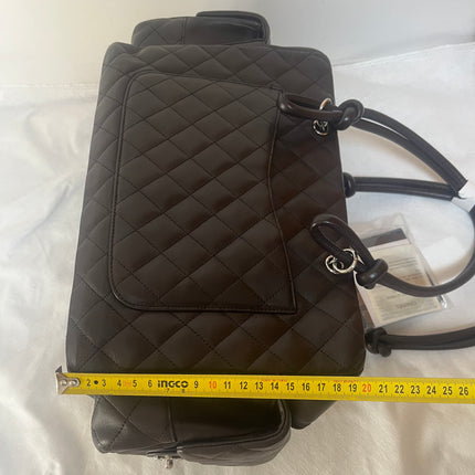 Chanel Cambon Large Dark Brown Calfskin Leather Double Strap Handbag