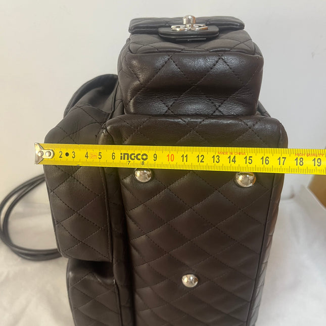 Chanel Cambon Large Dark Brown Calfskin Leather Double Strap Handbag