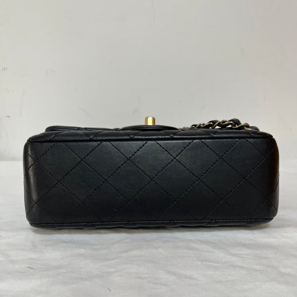 Chanel Classic Flap Rectangular Mini 2014 Black Lambskin Leather Gold Hardware