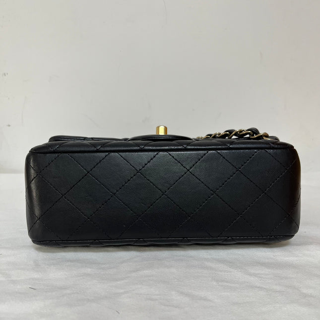 Chanel Classic Flap Rectangular Mini 2014 Black Lambskin Leather Gold Hardware