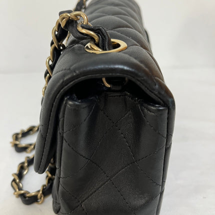 Chanel Classic Flap Rectangular Mini 2014 Black Lambskin Leather Gold Hardware