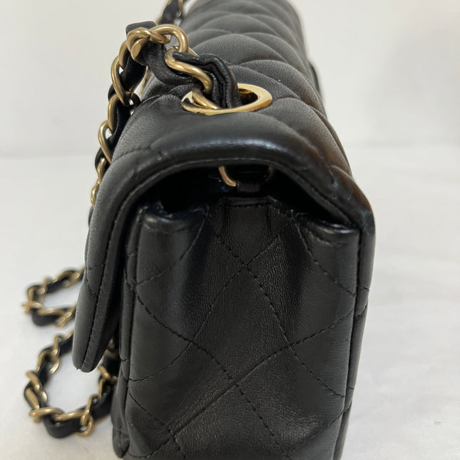 Chanel Classic Flap Rectangular Mini 2014 Black Lambskin Leather Gold Hardware