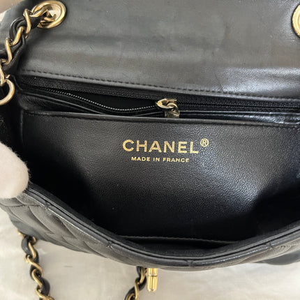 Chanel Classic Flap Rectangular Mini 2014 Black Lambskin Leather Gold Hardware