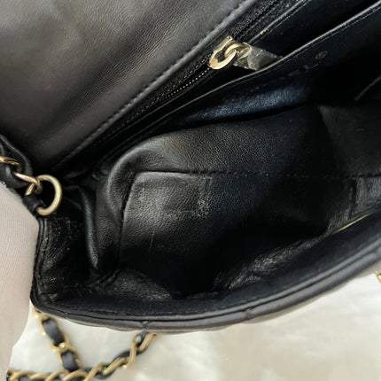 Chanel Classic Flap Rectangular Mini 2014 Black Lambskin Leather Gold Hardware