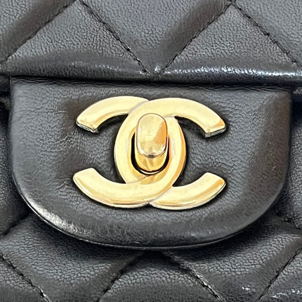 Chanel Classic Flap Rectangular Mini 2014 Black Lambskin Leather Gold Hardware