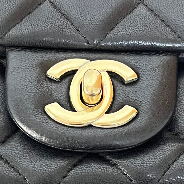 Chanel Classic Flap Rectangular Mini 2014 Black Lambskin Leather Gold Hardware