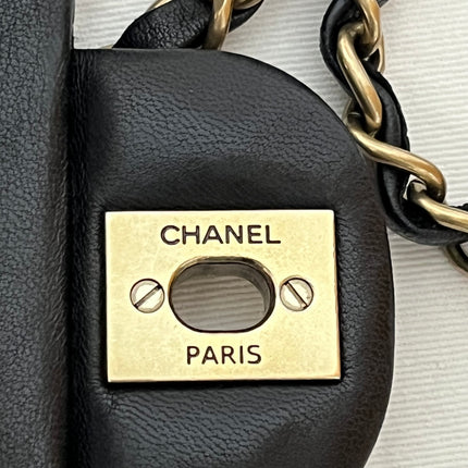 Chanel Classic Flap Rectangular Mini 2014 Black Lambskin Leather Gold Hardware