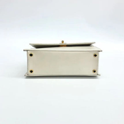 Chanel 1989-1991 White Lambskin Trapezium Shape Flap Bag