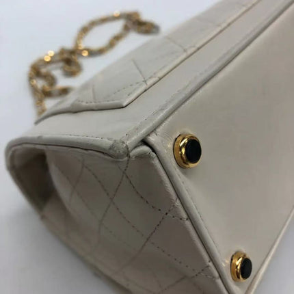 Chanel 1989-1991 White Lambskin Trapezium Shape Flap Bag