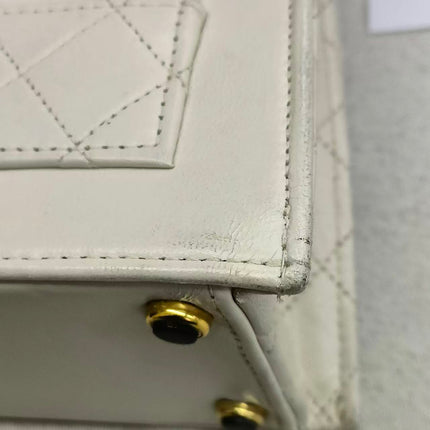 Chanel 1989-1991 White Lambskin Trapezium Shape Flap Bag