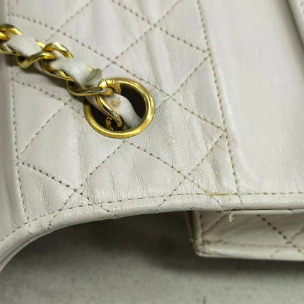 Chanel 1989-1991 White Lambskin Trapezium Shape Flap Bag