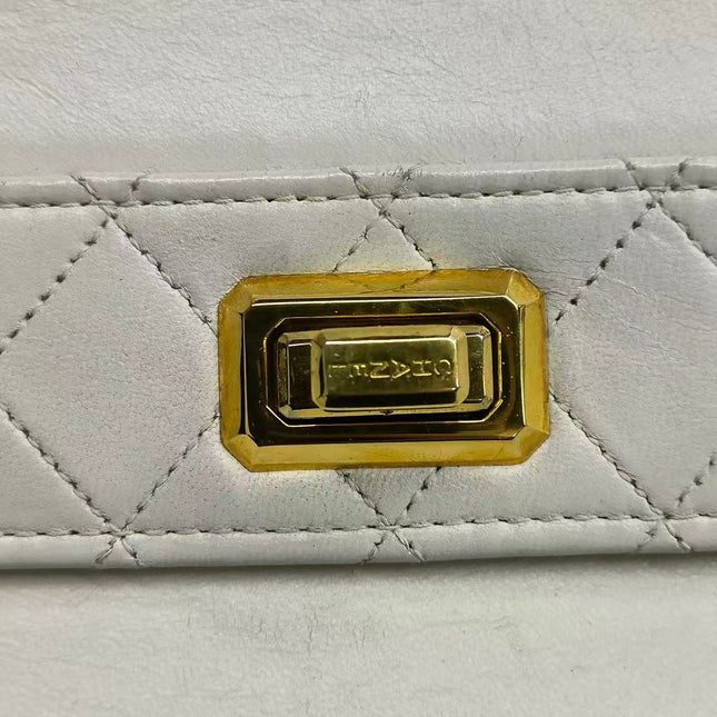 Chanel 1989-1991 White Lambskin Trapezium Shape Flap Bag