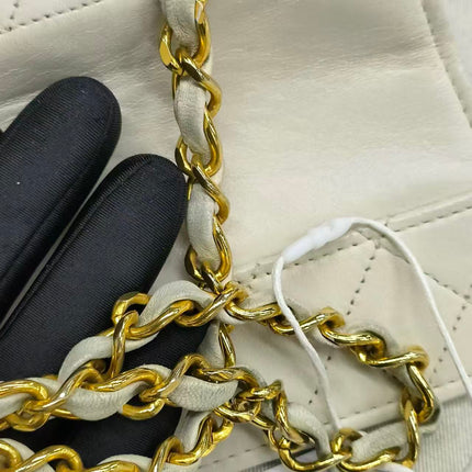 Chanel 1989-1991 White Lambskin Trapezium Shape Flap Bag