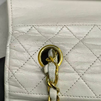 Chanel 1989-1991 White Lambskin Trapezium Shape Flap Bag