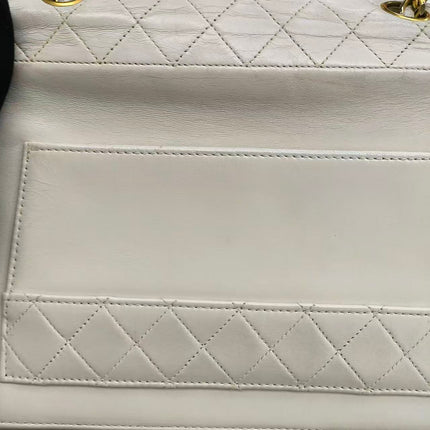 Chanel 1989-1991 White Lambskin Trapezium Shape Flap Bag