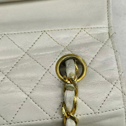 Chanel 1989-1991 White Lambskin Trapezium Shape Flap Bag