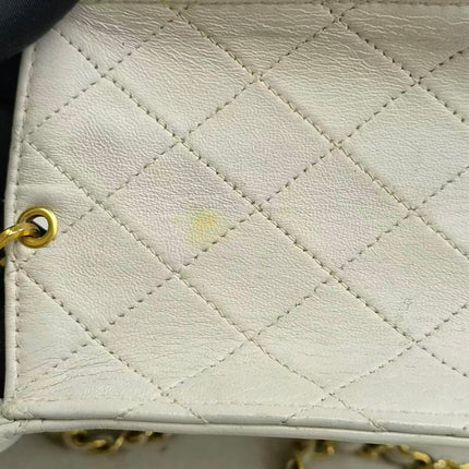 Chanel 1989-1991 White Lambskin Trapezium Shape Flap Bag