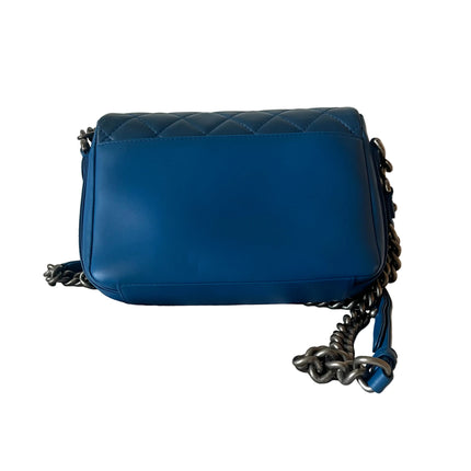 Chanel Rock My Shoulder Flap Bag Small Blue Quilted Calfskin Leather