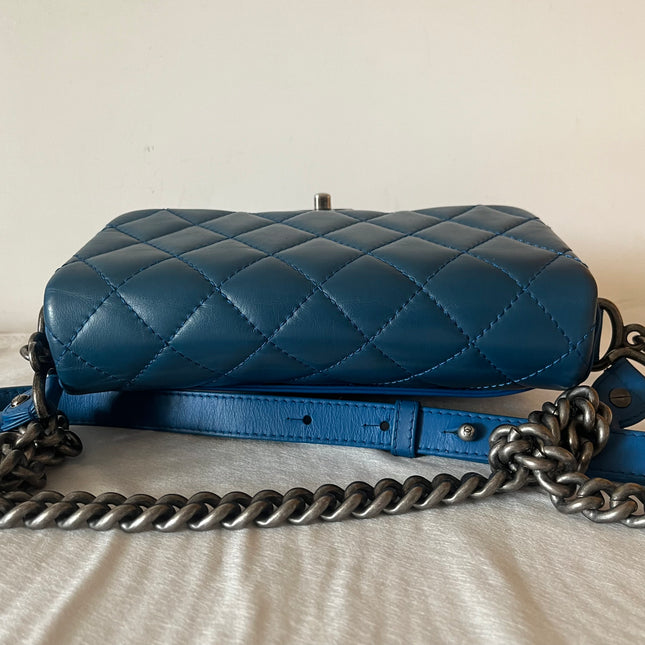 Chanel Rock My Shoulder Flap Bag Small Blue Quilted Calfskin Leather