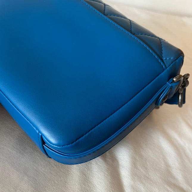 Chanel Rock My Shoulder Flap Bag Small Blue Quilted Calfskin Leather