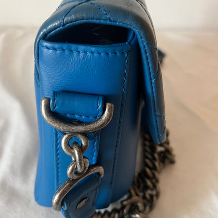 Chanel Rock My Shoulder Flap Bag Small Blue Quilted Calfskin Leather